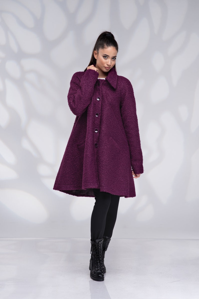Wool Swing Coat Women, Winter Short Coat Warm image 8
