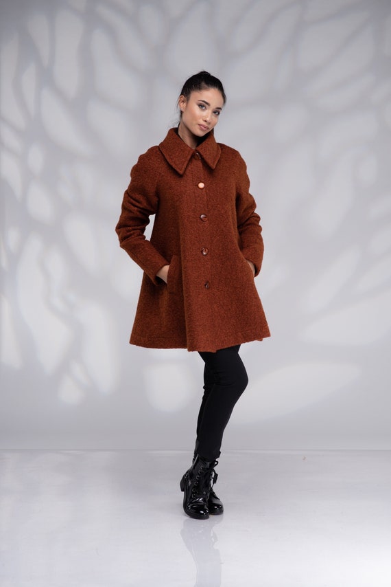 Wool Swing Coat Women, Plus Size Coat, Winter Short Coat, A Line