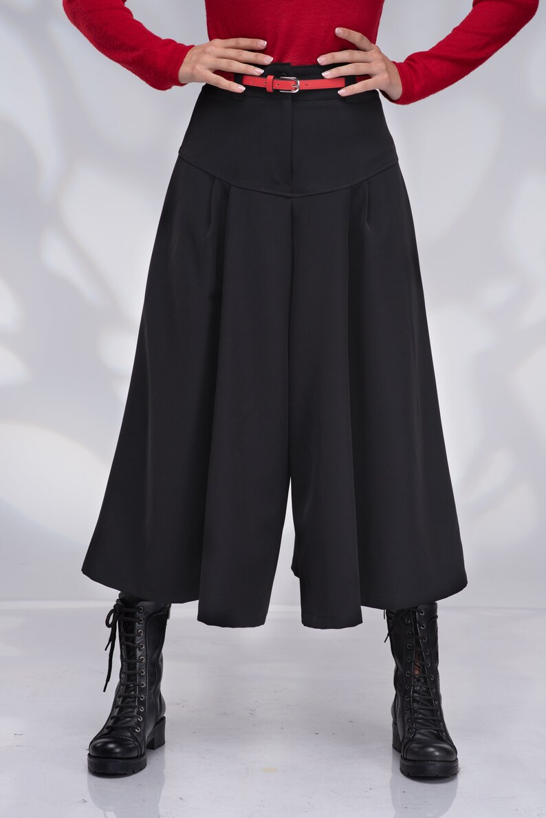 Grey Wool Culotte Pants