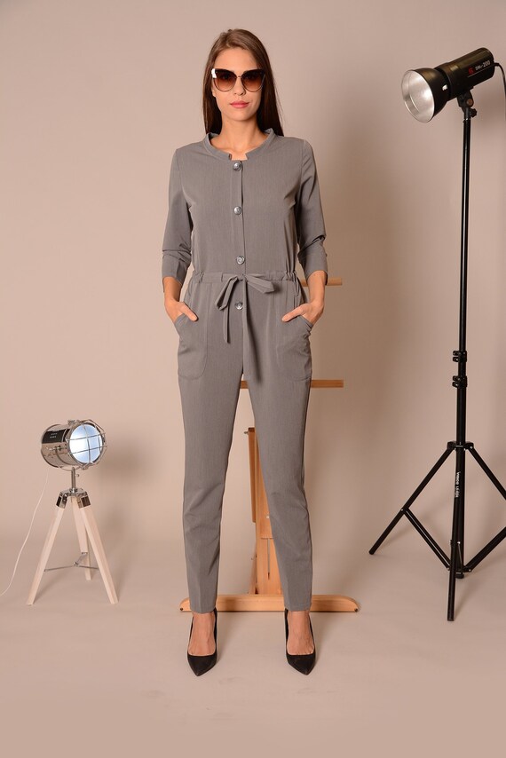 grey plus size jumpsuit