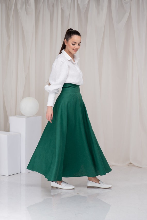 Long Linen Skirt, Maxi Full Circle Skirt Elegant