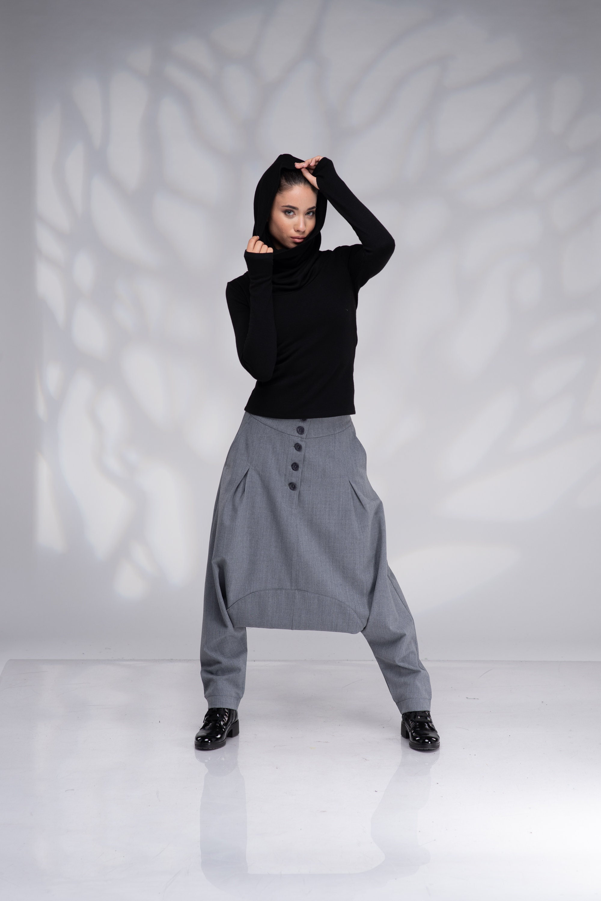 Cowl Hooded Womens Sweaters With Thumb 