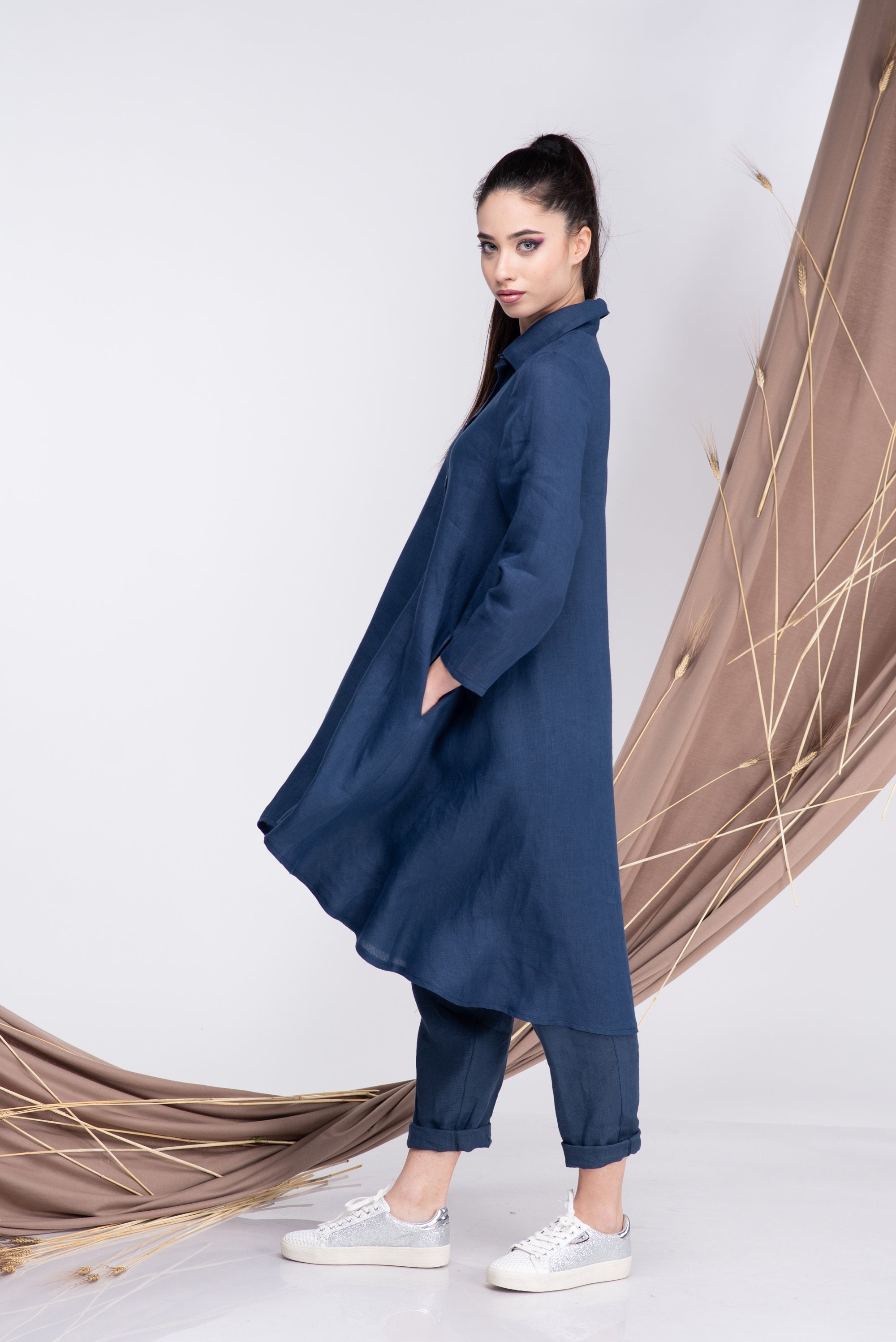 Asymmetric Linen Tunic, Asymmetrical Linen, Summer Linen