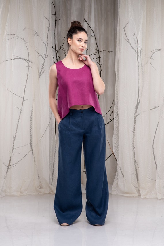 Linen Pants for Women, Wide Leg Pants Linen, Linen Palazzo Pants Women,  Linen Trousers Women With Elastic Waist -  Norway