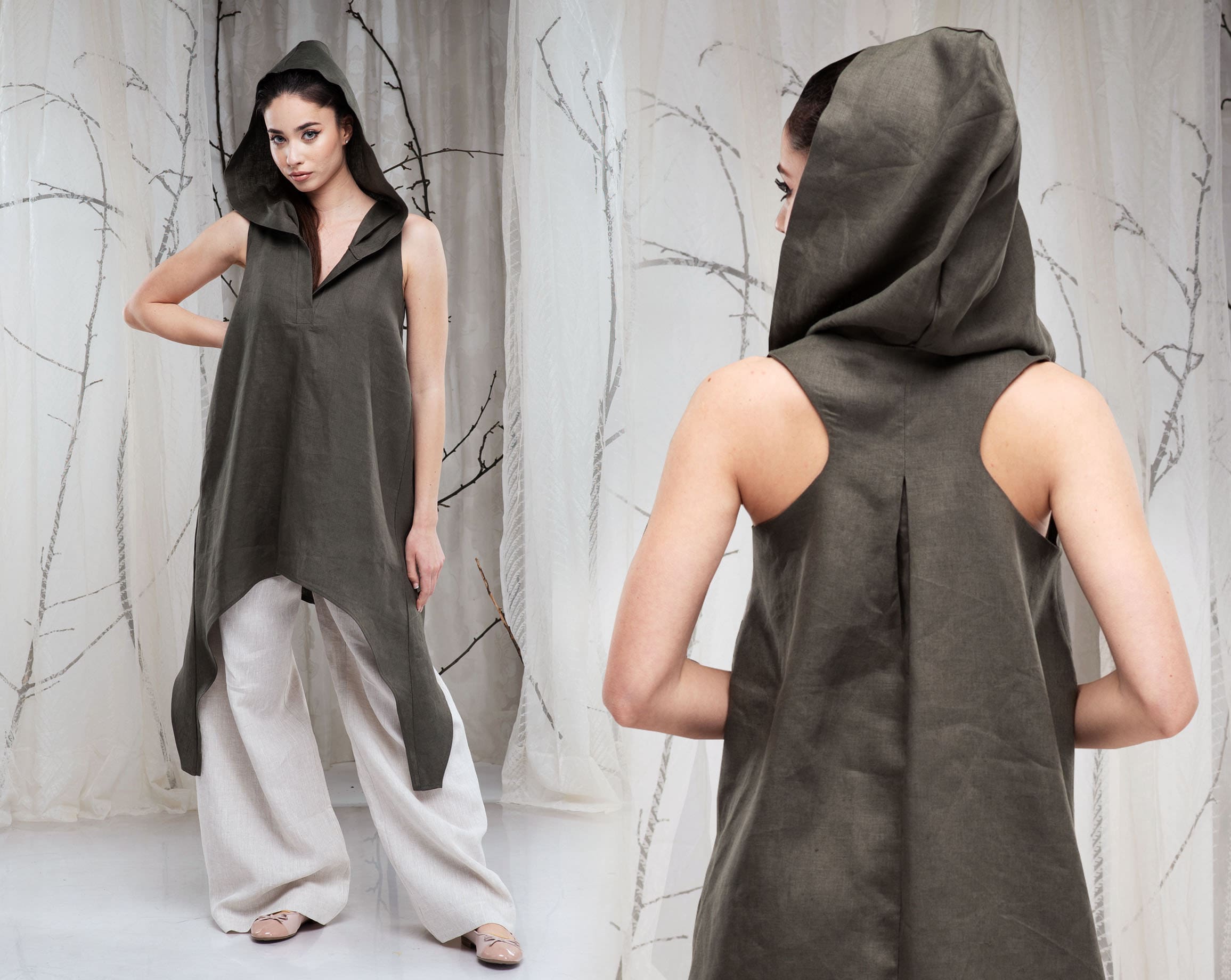 Hooded Linen Tunic Women Linen Shirt Sleeveless Tunic Tops Linen Hoodie Top Asymmetrical Tunic Summer Plus Size Tunic Etsy UK