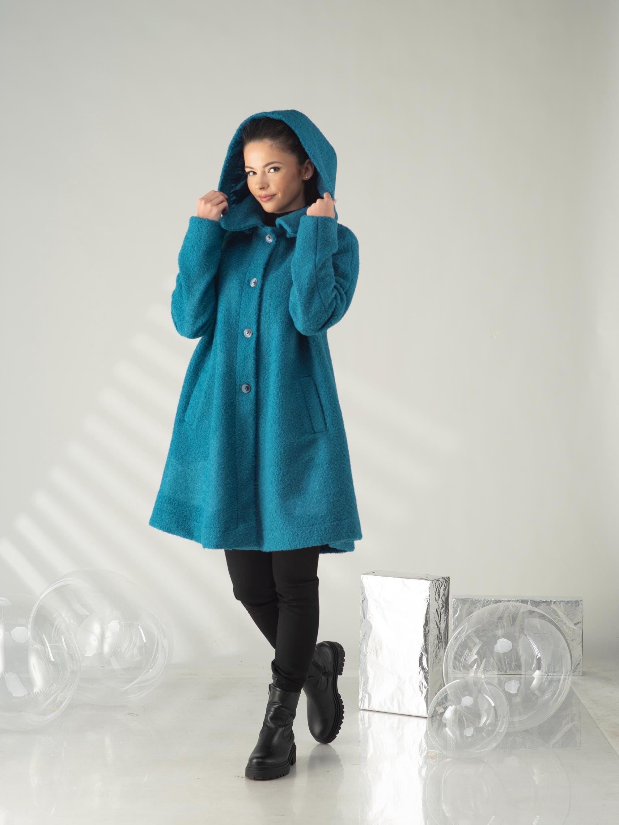 Wool Swing Coat, Short Hooded Winter Coat Warm - Etsy