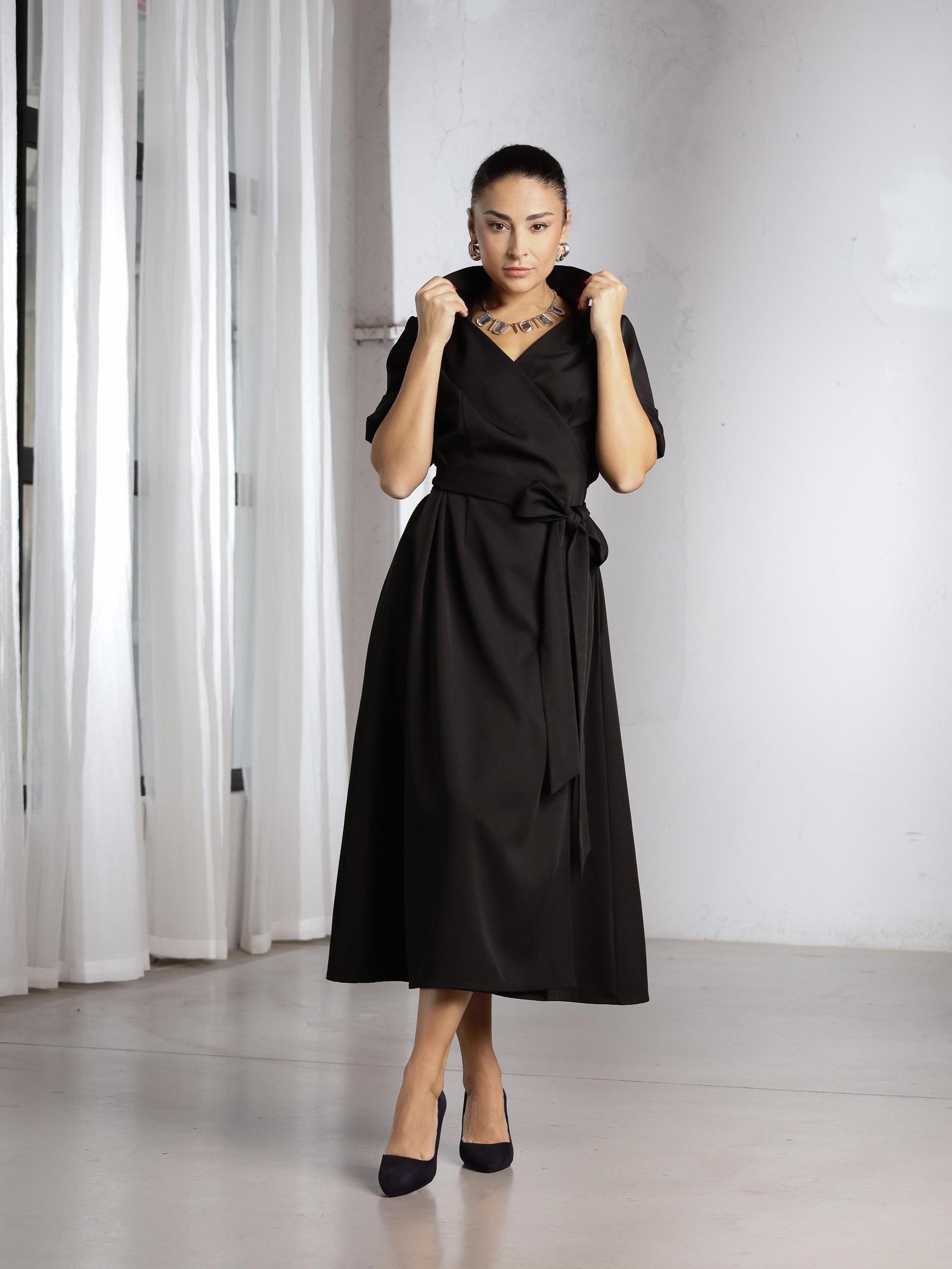 lady in a long black dress Eliana Black Sheer Maxi Dress – Elegant Evening Look S
