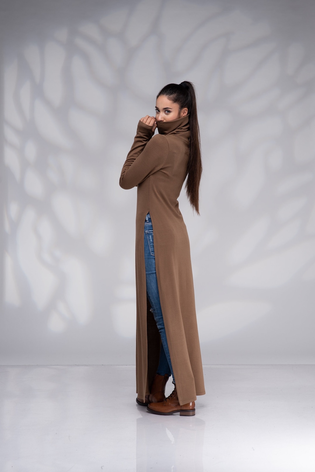 Maxi Sweater Dress, Turtleneck Dress, Sweater Tunic Dress