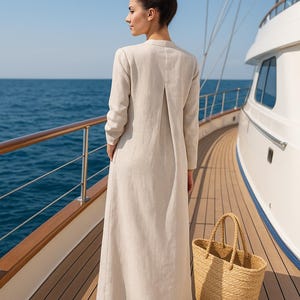 Linen Maxi Dress Women, Linen Abaya, Linen Kaftan Women, Long Linen Dress