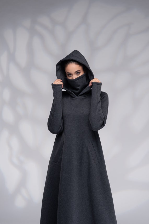Maxi Sweatshirt Dress, Hooded Winter Dress, Long Hoodie Dress, Turtleneck  Dress, Plus Size Maxi Dress, -  Denmark