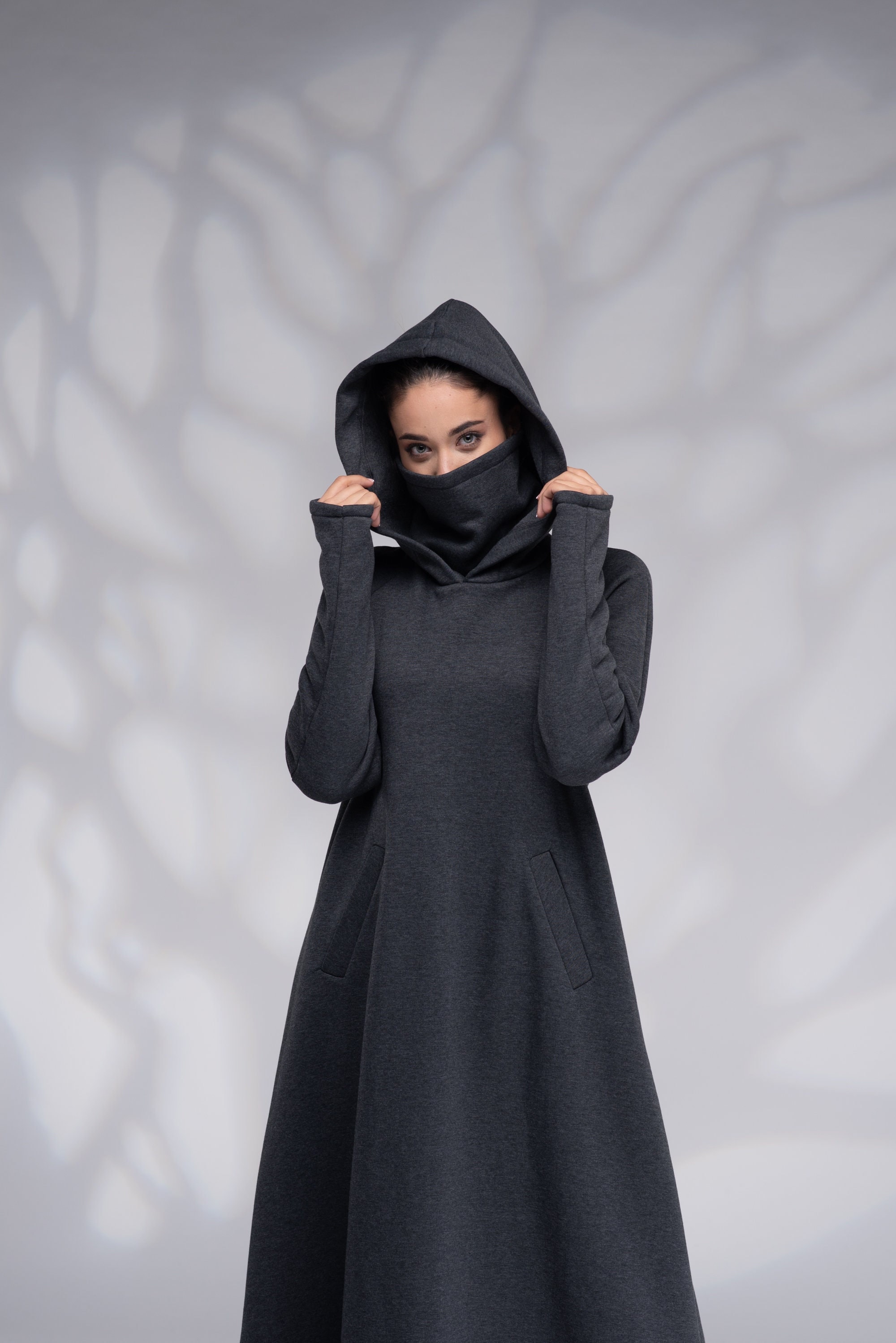 Plus size hooded maxi dress sale