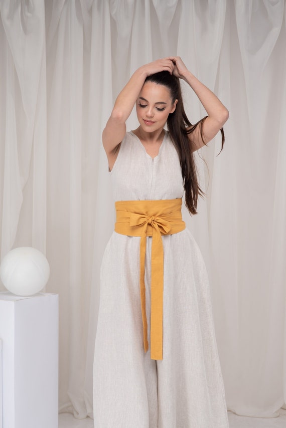 Ceinture obi en lin Ceinture longue en lin pour robe Ceinture large Ceinture kimono en lin Ceinture de robe en lin Accessoires en lin Etsy France