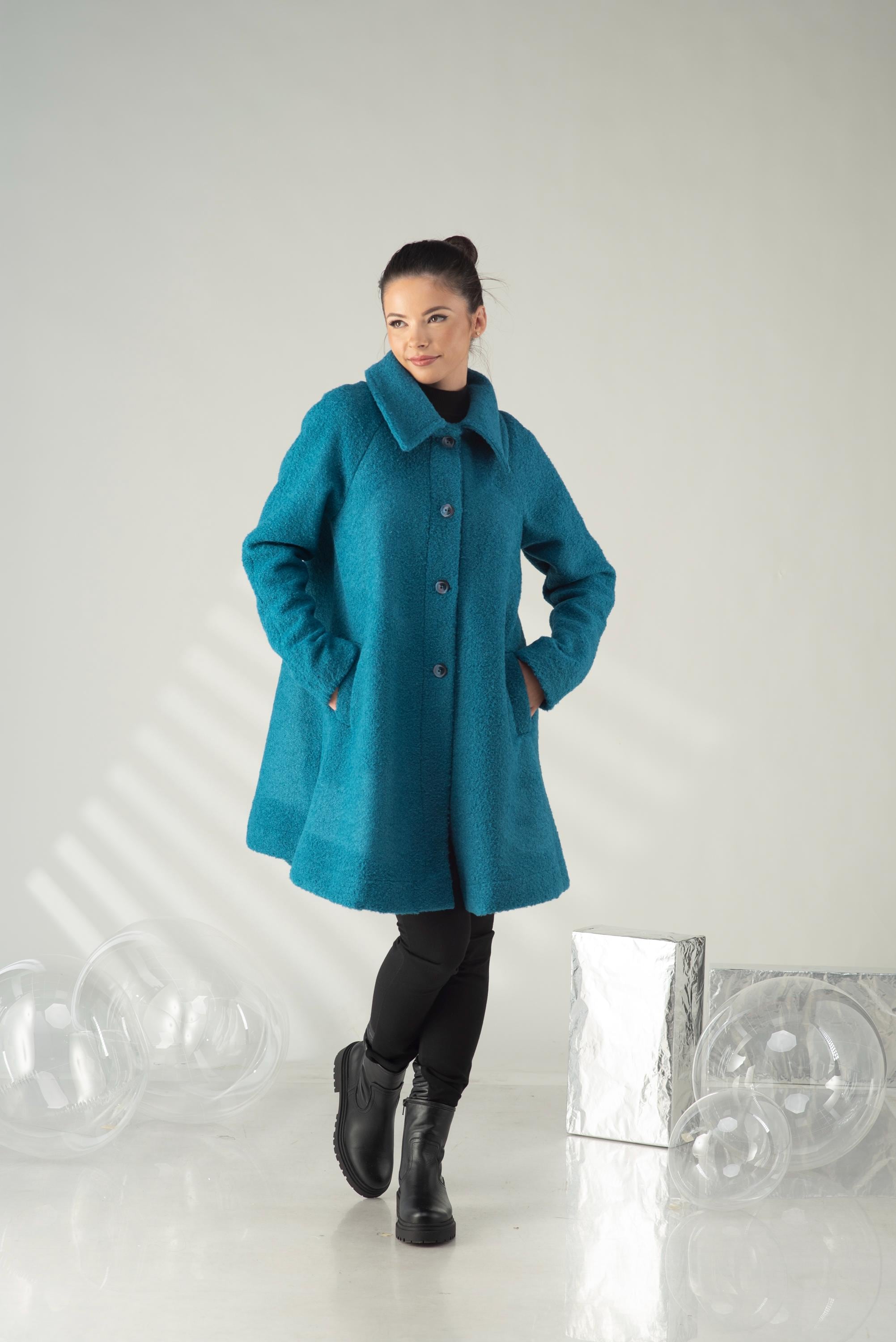 Wool Swing Coat Women, Plus Size Winter Short Coat, A Line Burnt