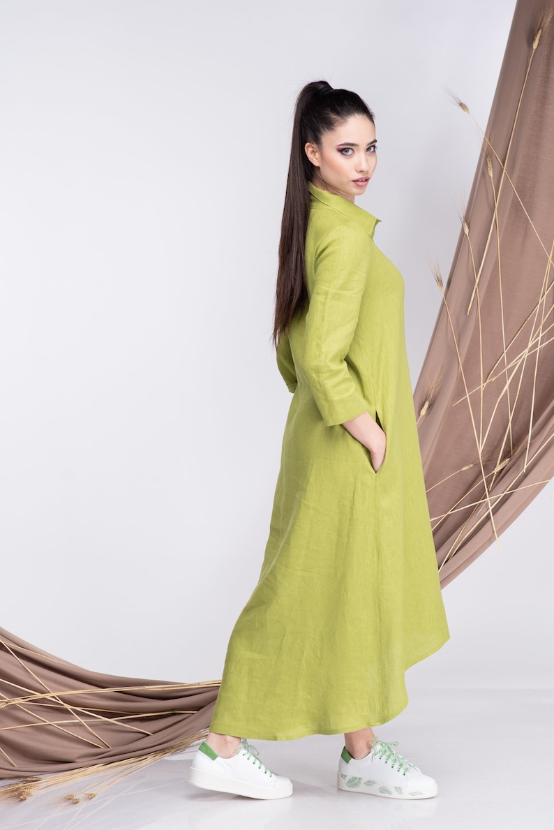 Linen Shirt Dress Linen Button up Dress Women