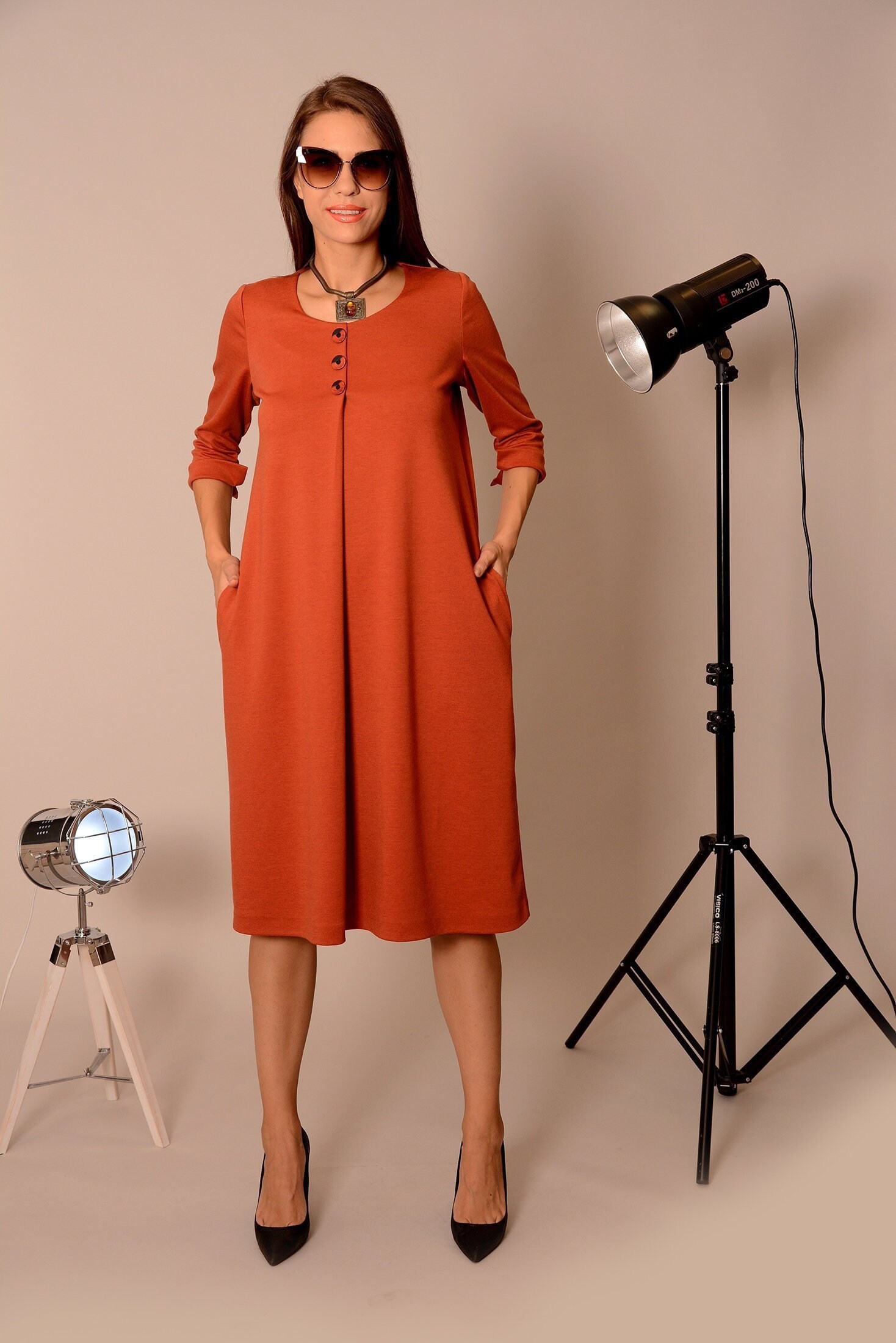 Burnt Orange Dress - Etsy