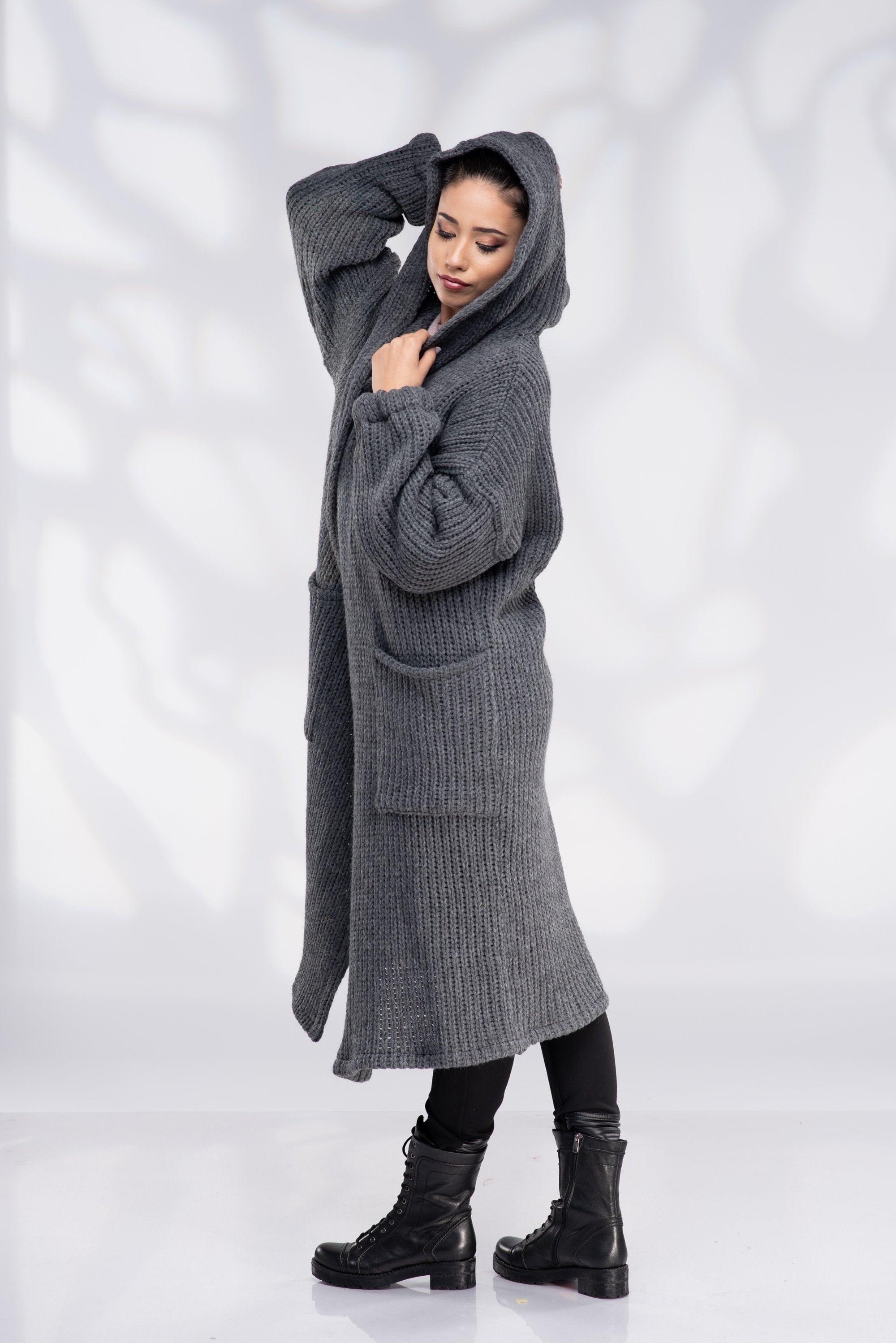 Womens long shop gray cardigan