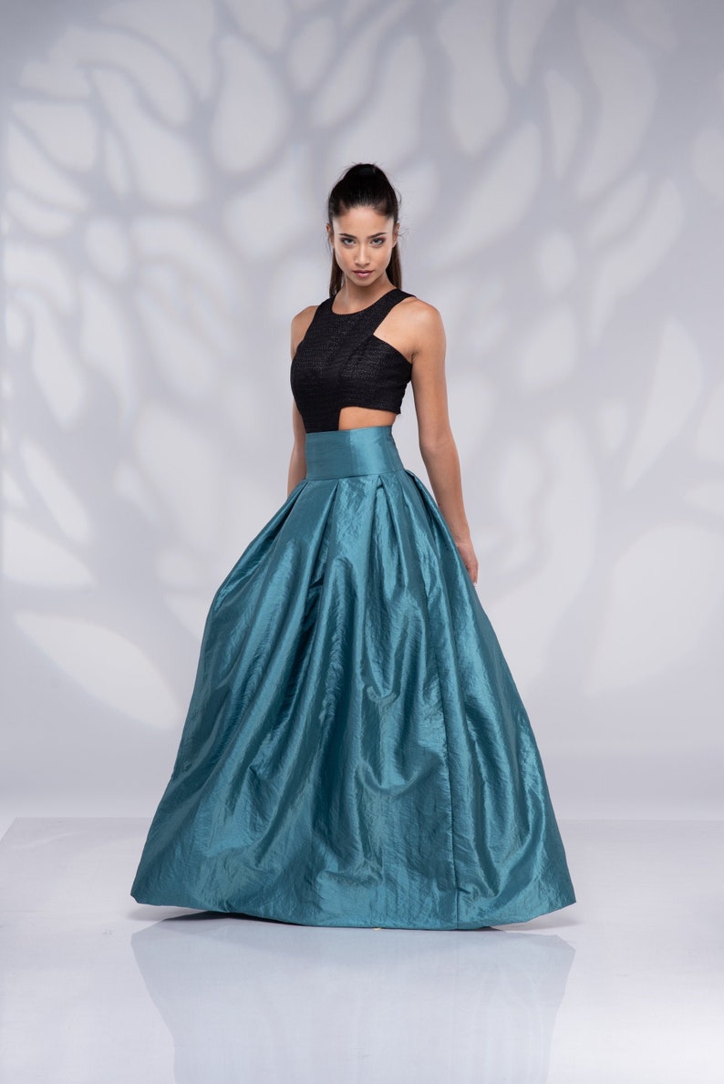 Long Taffeta Skirt for Women, Formal Maxi Skirt, Bridal Skirt, High Waisted Skirt image 1