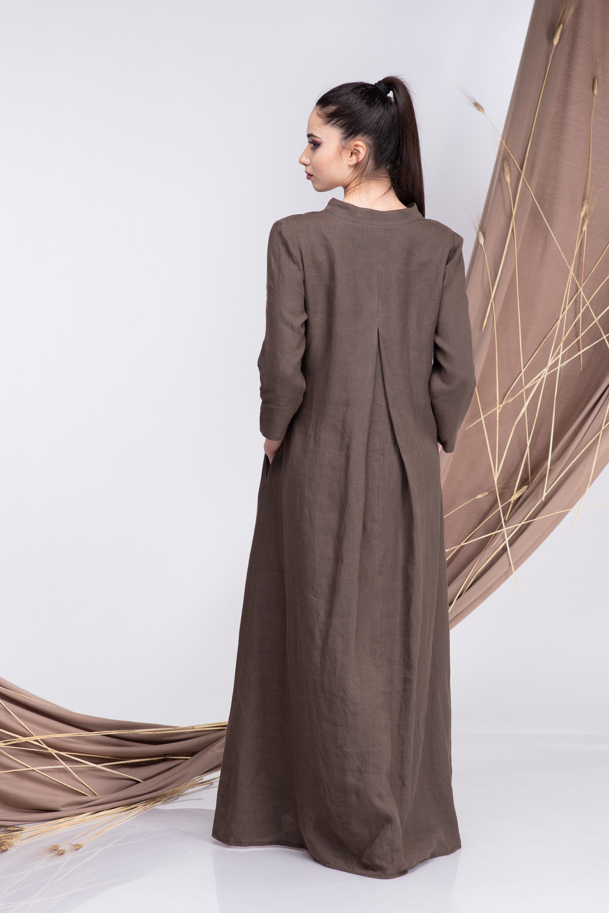 Linen Kaftan Women, Linen Maxi Dress, Long Linen Dress Women, Linen Abaya