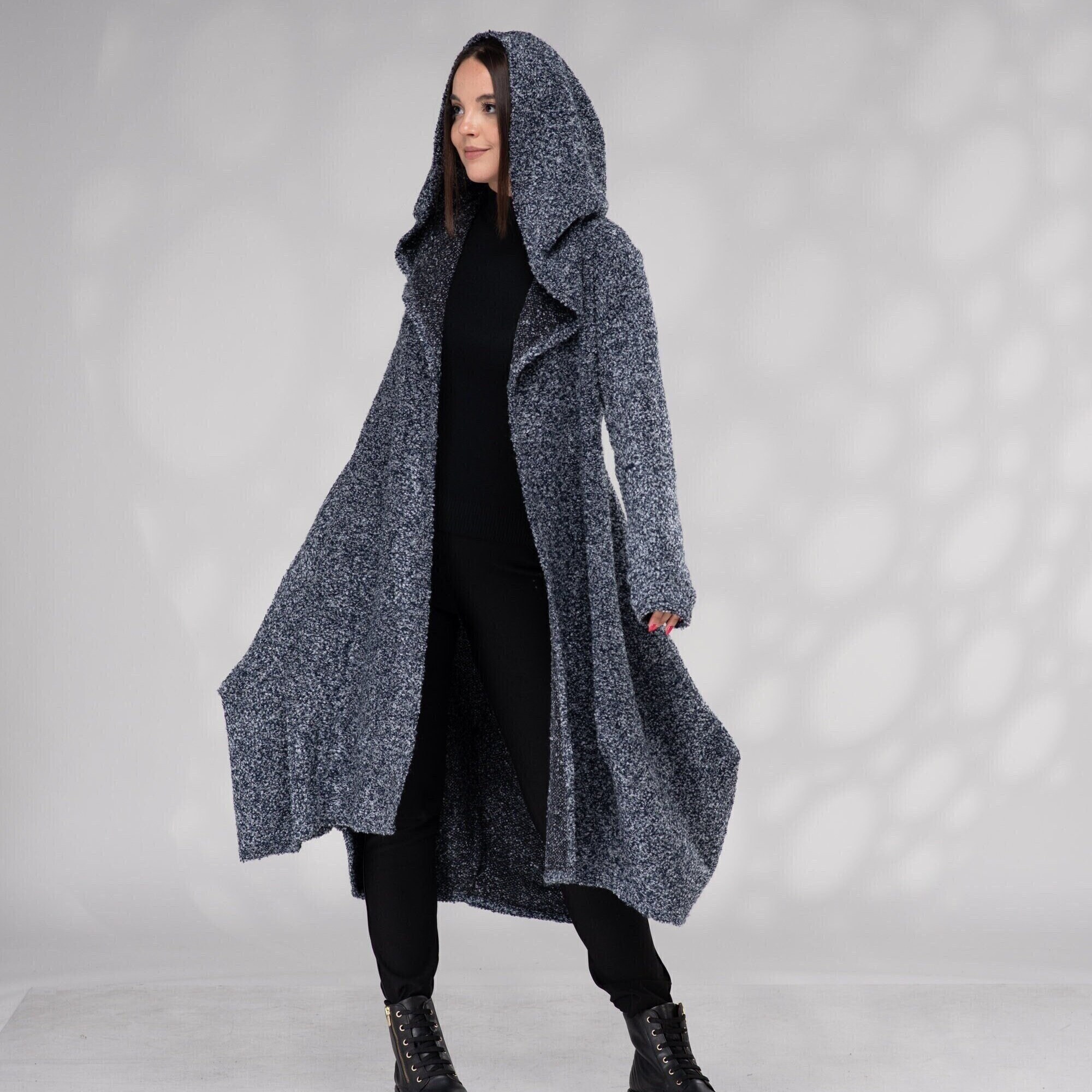 Long Hooded Cardigan Sweater, Cloak With Hood - Etsy