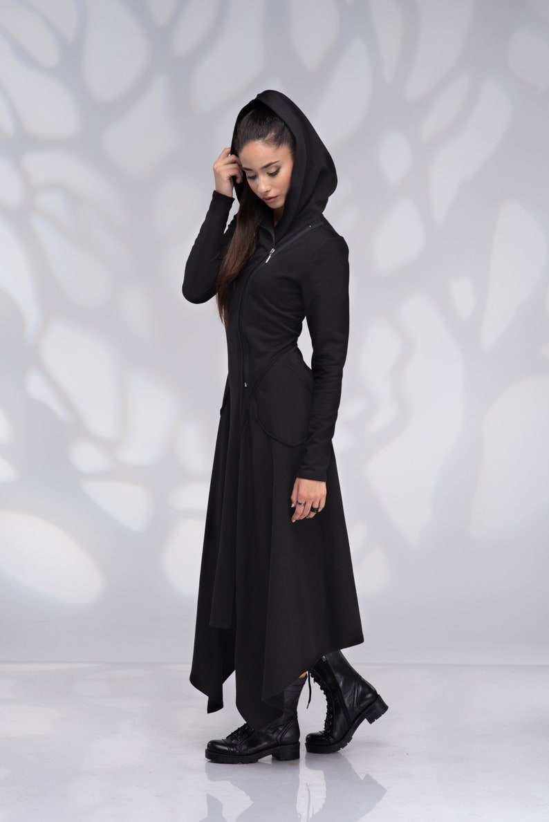 Hooded Dress with Pockets Maxi Sweatshirt Dress Long Hoodie Sweatshirt Dress Zip Dress Long Sleeve
