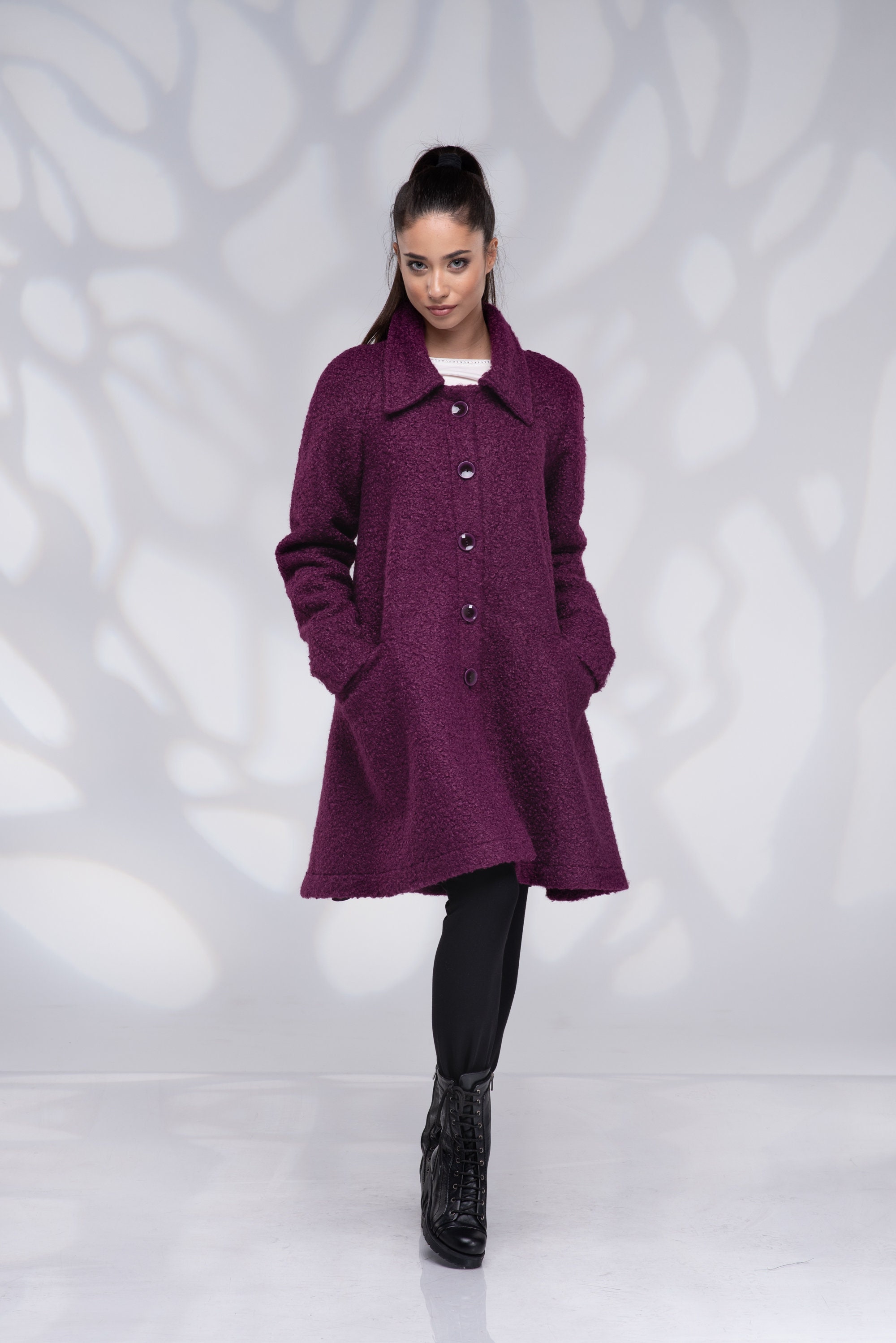 Manteau evase en laine pour femme manteau court d hiver Etsy France