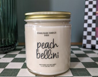 peach bellini candle, peach candle, bellini candle, gifts for her, white elephant gift, coworker gift for her, adult stocking stuffer