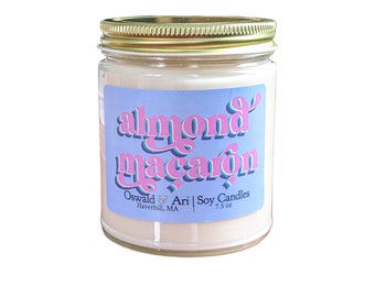 Almond Candle, Almond Macaron Candle, bakery candle, dessert candle, sweet candle, cute aesthetic candles, pink aesthetic decor,