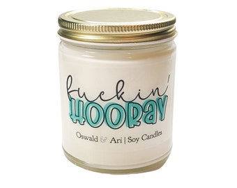 Fuckin hooray, cake candle, birthday cake, celebration candle, soy candles, candle gifts