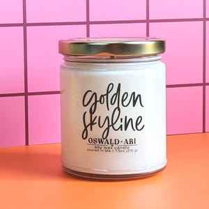 Golden Skyline scented soy candle, fall scented candle, candles in jars, fall candles soy, fall scent, fall scented soy candle, autumn scent