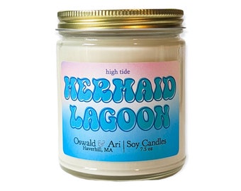 mermaid lagoon candle, mermaid candle, High Tide candle, beachy candle, sea candles, ocean scented candles, cute aesthetic candle