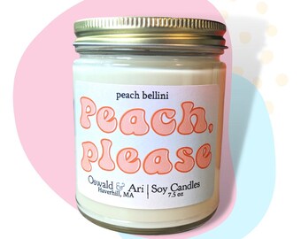 Peach please, peach bellini candle, peach candle, bellini candle, candle gifts, summer candles, pink decor aesthetic, Pink aesthetic