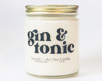 Gin and Tonic candle, Gin candle, cocktail candle, candle in jar, cocktail gift, gin lover, gin gifts, unique candles, gin and tonic gift