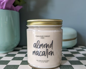 Almond Candle, Almond Macaron Candle, bakery candle, dessert candle, sweet candle, cute aesthetic candles, minimalist candle, dopamine decor