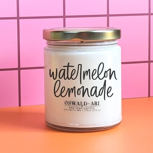 watermelon lemonade candle, citrus candle, spring candles, summer candles, cute candles, cool candles, minimalist candles, aesthetic candles