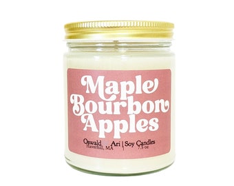 apple maple bourbon candle, apple candle, fall candle, soy candles fall, candles soy fall, fall candles in jars, fall apple candle