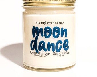 Moon dance candle, moonflower candle, moon flower nectar candle, floral candle, music candle, romantic candle, floral scent, soy candles