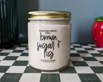 brown sugar and fig candle, minimalist candle, handmade candle in jars, fig candle, brown sugar candle, candle gifts, fig candle,