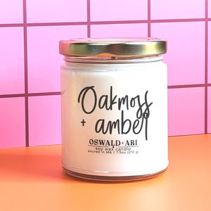 Oakmoss and amber scented soy wax candle | scented soy candle | jar candles | handmade soy candles | scented candle | earthy candle