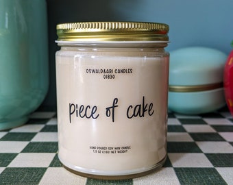 Piece of cake candle, cake candle, birthday cake candle, congratulations gift, graduation gift, candle gift, celebration candle, soy candle