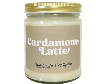 cardamom candle, cardamom latte candle, cardamom and cream, soy candles cozy, spice candles, cardamom cream, fall candles, vintage vibes