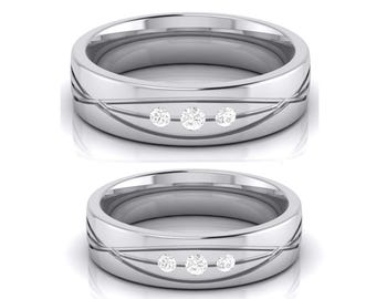 3 Anillos de Amor de Platino y Diamante JL PT R-8001