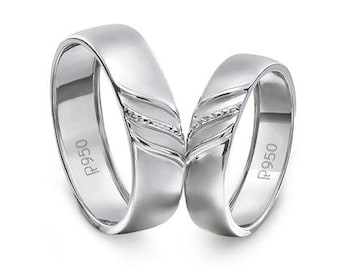 Elegant Plain Platinum Couple Rings JL PT 534