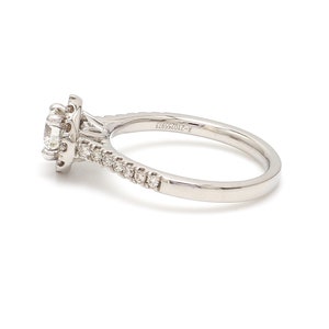 40-Pointer Platinum Solitaire Engagement Ring with Diamond Halo & Shank JL PT 671 image 8