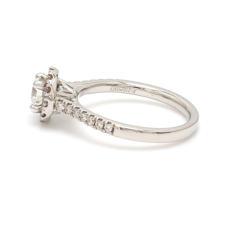 40-Pointer Platinum Solitaire Engagement Ring with Diamond Halo & Shank JL PT 671 image 8