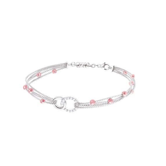 Evara Platinum Rose Gold Diamond Bracelet for Women JL PTB 797