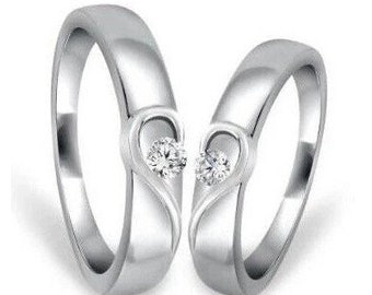 Platinum Couple Rings with Complementary Hearts SJ PTO 243