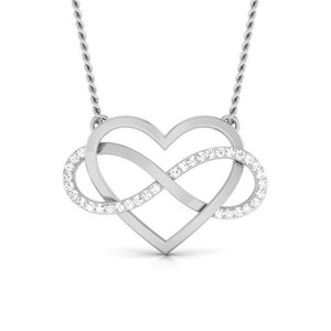 Platinum Infinity Heart Pendant with Diamonds JL PT P 170