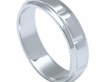 Plain Platinum Ring for Men with Raised Sections JL PT 494