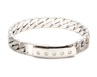 Men of Platinum | 10mm Heavy Diamond Platinum Cuban Bracelet with Diamond Lock JL PTB 1099-A