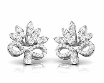 Pendientes de flor de diamantes de platino, 0,76 ct, con certificación SGL